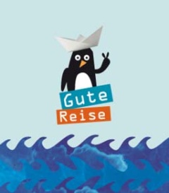 BANDEROLE, Gute Reise Pinguin 130x130 mm