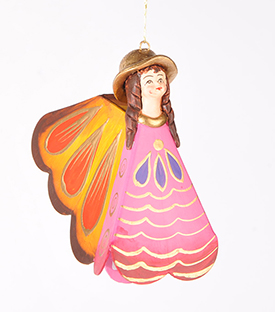 ANHÄNGER Engel pink Papier bemalt, 9cm