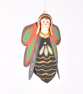 ANHÄNGER Engel schwarz Papier bemalt, 9cm