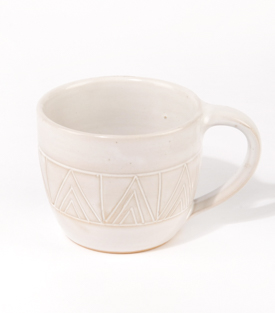 TASSE Gravur, weiß Steingut, dm8xH7cm