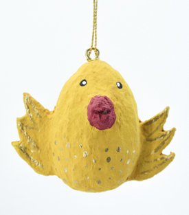 ANHÄNGER Küken gelb Baumwollmaché upcycling H7cm
