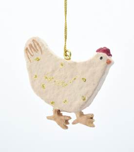 ANHÄNGER Huhn beige Baumwollmaché upcycling H5cm
