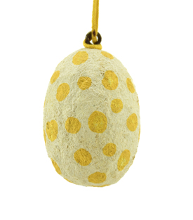 ANHÄNGER Osterei créme orange Baumwollmaché upcycling H5cm