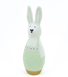 FIGUR Hase grün Baumwollmaché upcycling H26cm