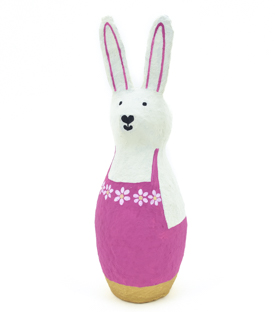 FIGUR Hase pink Baumwollmaché upcycling H26cm