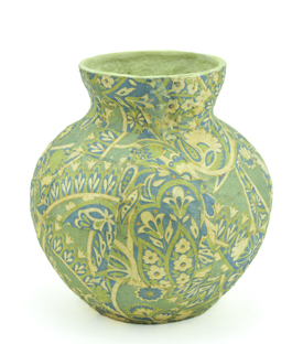 TROCKENVASE Floral gemustert Baumwollmaché upcycling H17cm
