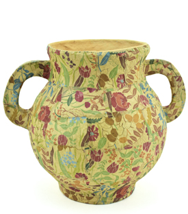 TROCKENVASE Floral gemustert Baumwollmaché upcycling H20cm