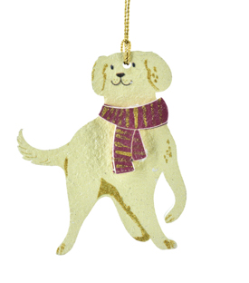 ANHÄNGER Hund beige Baumwollmaché upcycling H6cm