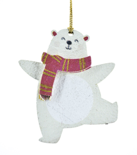ANHÄNGER Eisbär weiß Baumwollmaché upcycling H6cm