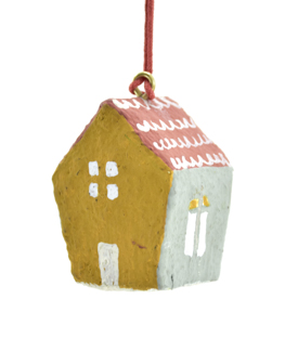ANHÄNGER Haus bunt Baumwollmaché upcycling H4cm