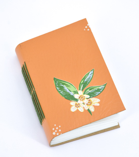 NOTIZBUCH orange Leder recycelt H13 x B9cm