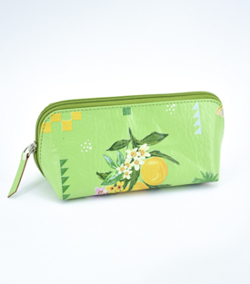 STIFTETASCHE Zitrone grün Leder recycelt H9 x B19cm