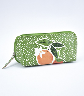 STIFTETASCHE Orange grün Leder recycelt H9 x B19cm