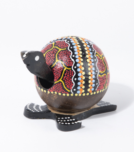 FIGUR Schildkröte handbemalt Wackelkopf, Kokosnuss 20cm