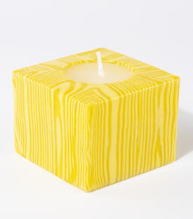 KERZE Swazi Candles Würfel gelb 8,5x8,5xh7cm