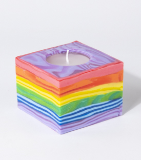 KERZE Swazi Candles Würfel Rainbow 8,5x8,5xh7cm
