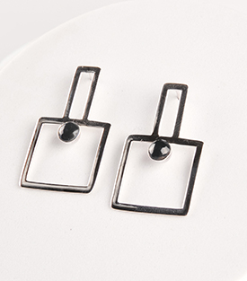 SILBEROHRSTECKER Onyx 925 W 2 x H 3,5 cm