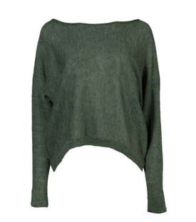 PULLOVER waldgrün 100% Alpaka