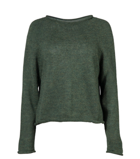 PULLOVER waldgrün 100% Alpaka
