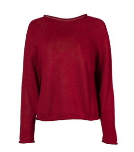 PULLOVER signalrot 100% Alpaka