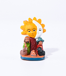 KRIPPE mit Monde und Sonne,Ton 3,5xH6,5cm