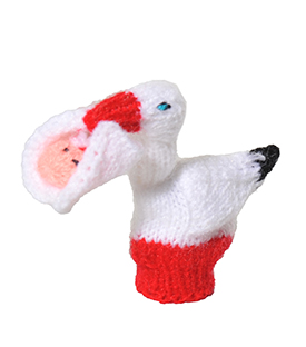 STORCH mit Baby, Fingerpuppe 