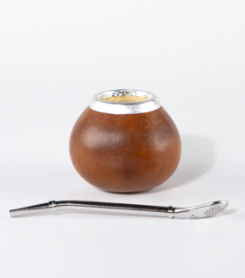Artikeldetails anzeigen MATETEE Trinkbecher mit Trinkhalm Kürbis mit Metallring dm 7cm