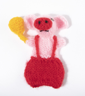 SCHWEIN Fingerpuppe Korb Wolle ca.8cm
