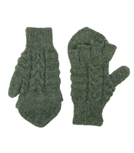 HANDSCHUHE waldgrün 100% Alpaka