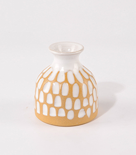 VASE Kerben weiß Boden 6xH7cm
