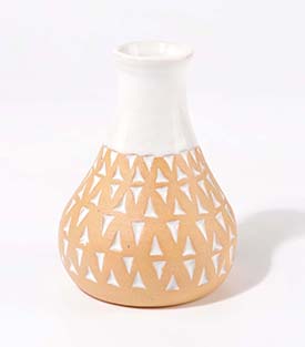 VASE Dreiecke weiß boden 5xH11,5cm