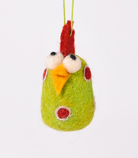 ANHÄNGER Hahn Filz, grün 7cm