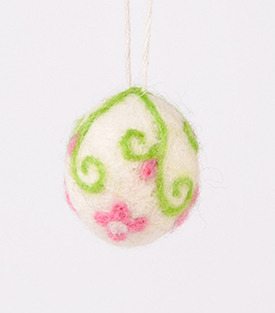 ANHÄNGER Osterei Filz, weiß 3,5cm