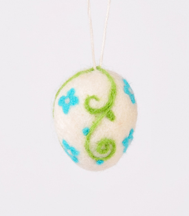 ANHÄNGER Osterei Filz, weiß 4,5cm