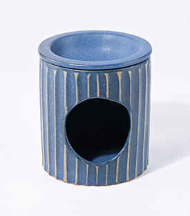Artikeldetails anzeigen DUFTLAMPE Rillen blau matt Keramik, dm8,5xH10cm