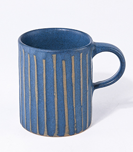 TASSE Rillen blau matt dm7xH8,5cm