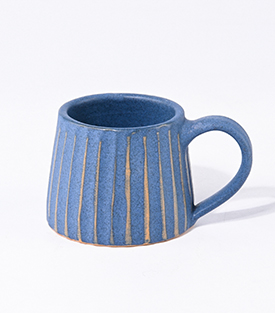 ESPRESSOTASSE Rillen blau matt dm6xH5cm