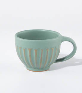 TASSE klein Rillen jade dm8xH6cm