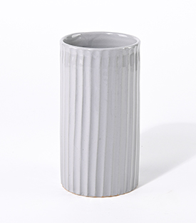 VASE Keramik Rillen grau dm9xH18cm