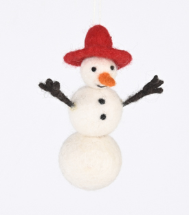 ANHÄNGER Schneemann Filz Schafwolle H10cm