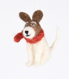 ANHÄNGER Hund mit Schal Filz Schafwolle 5xH7cm