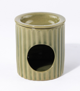 Artikeldetails anzeigen DUFTLAMPE Rillen oliv Keramik Keramik dm8,5xh10cm