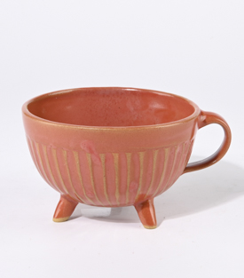 Artikeldetails anzeigen RÄUCHERSCHALE Rillen rot mit Henkel Keramik dm12xH8cm