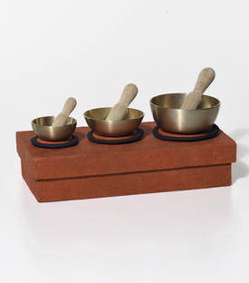 KLANGSCHALEN Set in Box Messing 320g dm 5-7-7,5cm