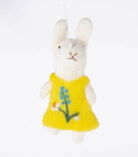 ANHÄNGER Hase gelbes Kleid Filz  9cm