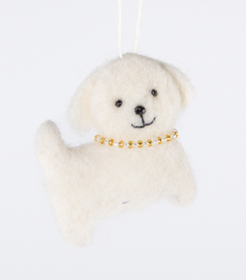ANHÄNGER Hund weiß  5 x H5cm Filz