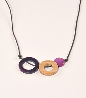 HALSKETTE Bambus Tagua brombeer verstellbar