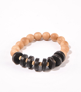 ARMBAND Tagua beige-schwarz auf Gummiband