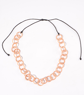 HALSKETTE Tagua Ringe rose Länge verstellbar