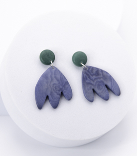 OHRRINGE Tulpe blau grün Tagua L 4cm